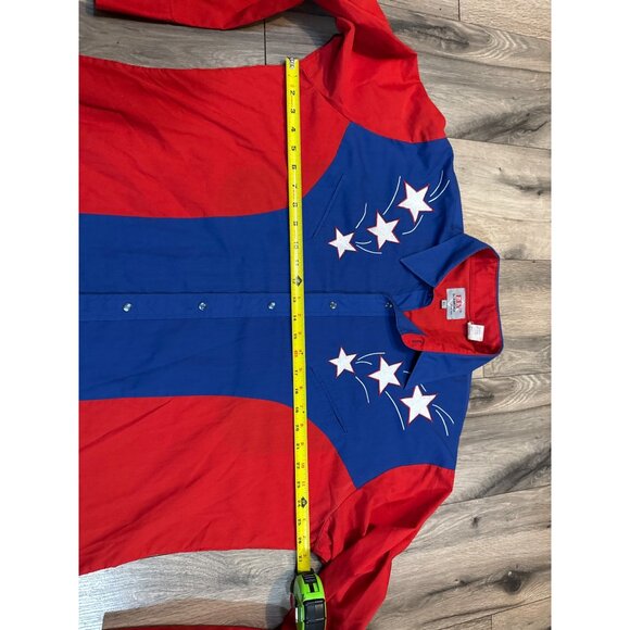 Vintage Ely Diamond Red & Blue Western Shirt XL Mens Long Sleeve Star Embroidery - Picture 6 of 9